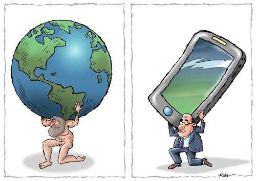 Cartoon: No title - Cartoon by Ridha (medium) by Ridha Ridha tagged cartoon,atlas,earth,mobile,before,today,ridha