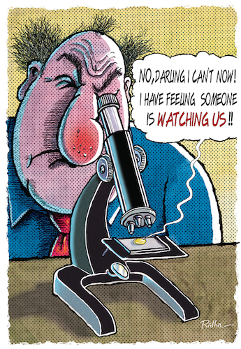 Cartoon: Sex under a microscope (medium) by Ridha Ridha tagged laboratory,experten