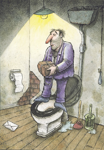Cartoon: Suicide in WC (medium) by Ridha Ridha tagged suicide,in,wc,black,humor,cartoon,by,ridha