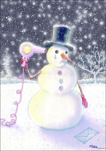 Cartoon: Suicide of a Snowman (medium) by Ridha Ridha tagged suicide,of,snowman,black,humor,cartoon,by,ridha