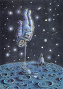 Cartoon: Suicide on the moon (small) by Ridha Ridha tagged suicide on the moon black humor cartoon by ridha this work was cover for swiss magazine