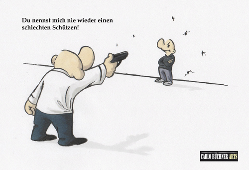 Cartoon: Schlechter Schütze (medium) by Carlo Büchner tagged schlechter,schütze,waffe,pistole,verfehlt,paradox