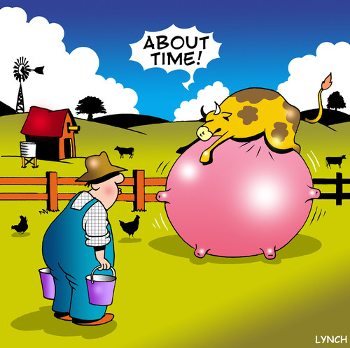 Cartoon: about time (medium) by toons tagged cows,udder,cattle,milking,cow,farms,bovine