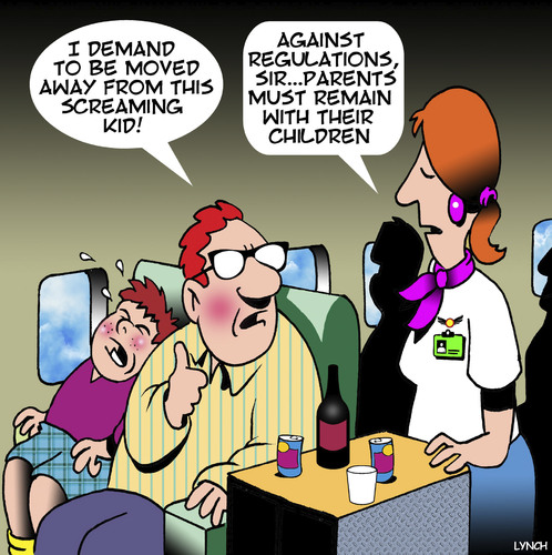 Cartoon: Airline regulations (medium) by toons tagged screaming,kids,airline,travel,upgrades,hostess,flight,attendant,misbehaving,business,class,demanding,passengers,screaming,kids,airline,travel,upgrades,hostess,flight,attendant,misbehaving,business,class,demanding,passengers
