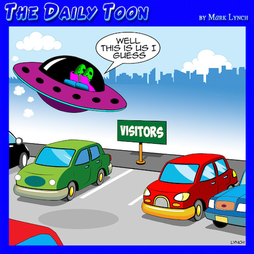 Cartoon: Alien invasion (medium) by toons tagged parking,aliens,visitor,parking,aliens,visitor