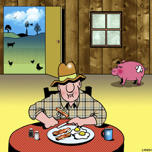 Cartoon: Bacon and eggs (medium) by toons tagged farms,pigs,eggs,bacon