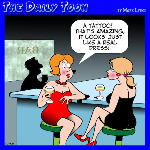 Cartoon: Body tattoo (medium) by toons tagged tattoos,dress,tattoos,dress