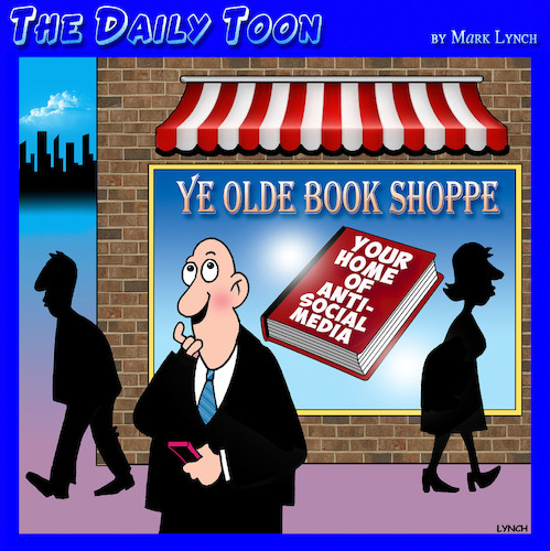 Cartoon: Book shop (medium) by toons tagged social,media,books,book,shop,social,media,books,book,shop