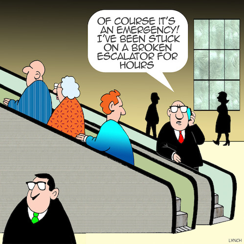 Cartoon: Broken escalator (medium) by toons tagged emergency,calls,stpid,emergency,calls,stpid