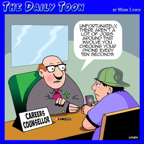 Cartoon: Careers councilor (medium) by toons tagged career,advisor,teenagers,phone,addiction,career,advisor,teenagers,phone,addiction