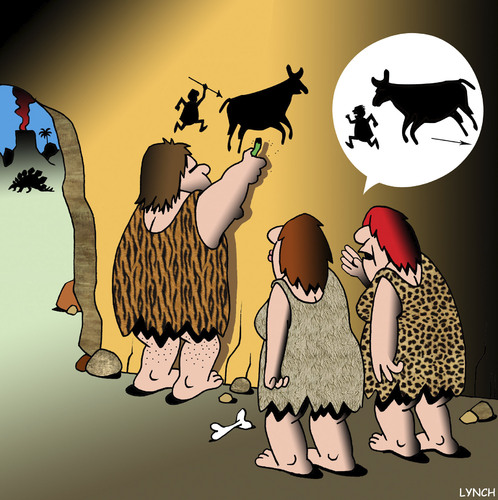 Cartoon: Cave drawing cartoon (medium) by toons tagged cave,drawing,prehistoric,man,caveman,history,hunting,lies,cave,drawing,prehistoric,man,caveman,history,hunting,lies