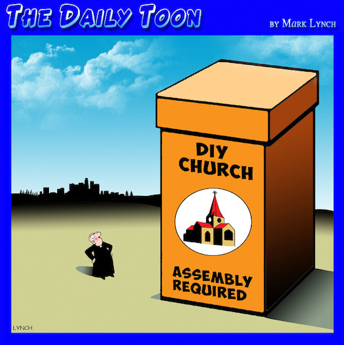 Cartoon: Church assembly (medium) by toons tagged diy,church,assembly,ikea,do,it,yourself,builder,diy,church,assembly,ikea,do,it,yourself,builder
