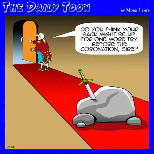 Cartoon: Coronation (medium) by toons tagged king,royalty,coronation,sword,from,stone,king,royalty,coronation,sword,from,stone