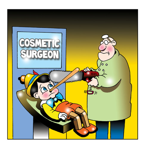 Cartoon: cosmetic surgery (medium) by toons tagged cosmetic,surgery,chainsaw,pinnochio,doctor,hospital,botox,implants