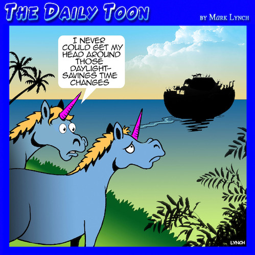 Cartoon: Daylight savings (medium) by toons tagged unicorns,noah,ark,daylight,saving,hours,unicorns,noah,ark,daylight,saving,hours