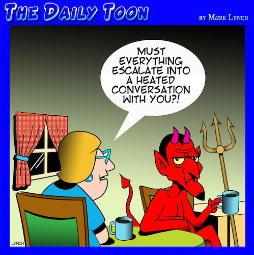 Cartoon: Devil (medium) by toons tagged demons,devil,heated,conversations,arguments,demons,devil,heated,conversations,arguments