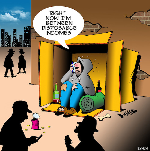 Cartoon: Disposable income (medium) by toons tagged begging,unemployed,disposable,income,begging,unemployed,disposable,income