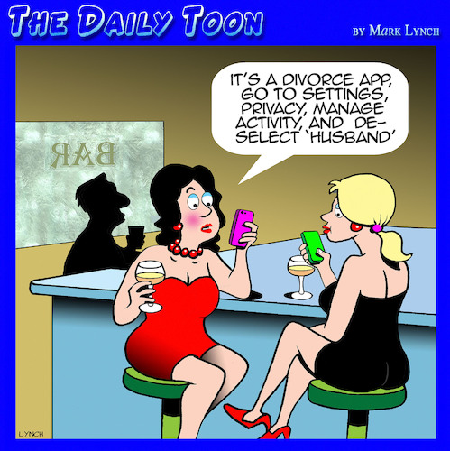 Cartoon: Divorce app (medium) by toons tagged divorce,iphone,settings,apps,girls,divorce,iphone,settings,apps,girls