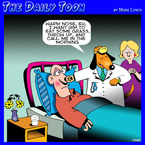 Cartoon: Dog doctor (medium) by toons tagged vets,doctors,dogs,cold,nose,health,vets,doctors,dogs,cold,nose,health