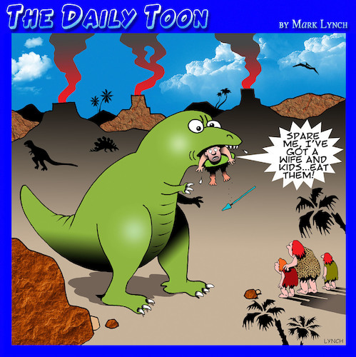 Cartoon: Family man (medium) by toons tagged dinosaurs,caveman,family,man,father,dinosaurs,caveman,family,man,father