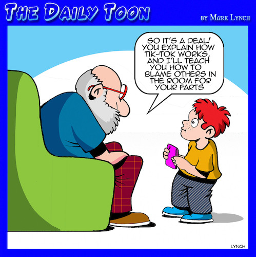 Cartoon: Farting grandpa (medium) by toons tagged tik,tok,farts,farting,tik,tok,farts,farting