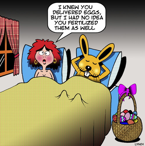 Cartoon: Fertilizer bunny (medium) by toons tagged easter,bunny,eggs,egg,fertilization,pregnant,animals,easter,bunny,eggs,egg,fertilization,pregnant,animals