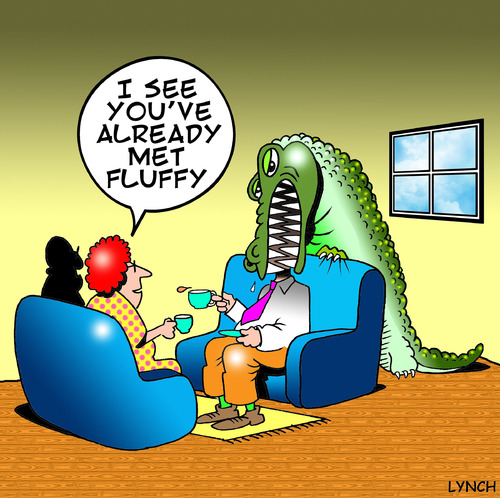 Cartoon: Fluffy (medium) by toons tagged alligators,pets,crocidiles,reptiles,fluffy,animals,toys,cannibal,household
