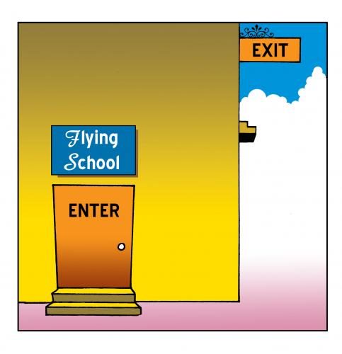 Cartoon: flying school (medium) by toons tagged pilots,flying,school,aircraft,birds