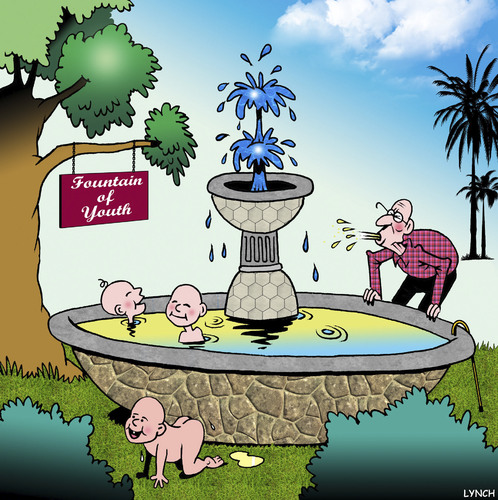 Cartoon: Fountain of Youth (medium) by toons tagged peeing,fountain,of,youth,babies,anti,ageing