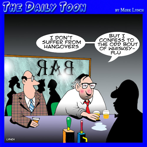 Cartoon: Hangovers (medium) by toons tagged flu,hangovers,whiskey,drunks,flu,hangovers,whiskey,drunks