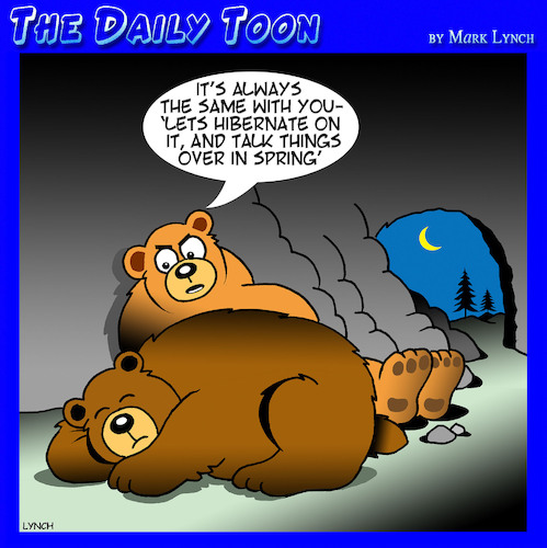 Cartoon: Hibernation (medium) by toons tagged bears,hibernation,talk,things,over,sleep,on,it,bears,hibernation,talk,things,over,sleep,on,it