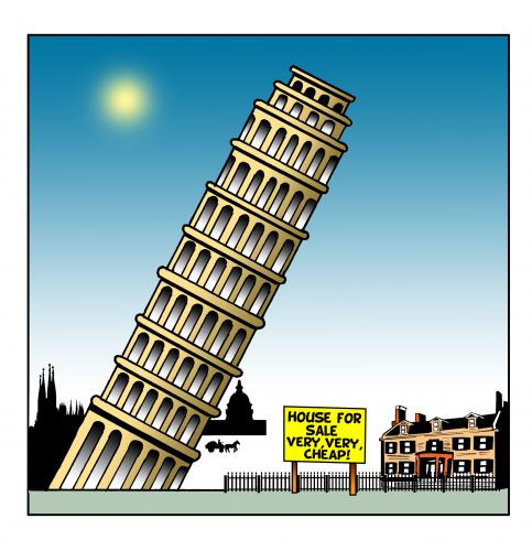 Cartoon: house for sale (medium) by toons tagged leaning,tower,of,pisa,house,sales,italy