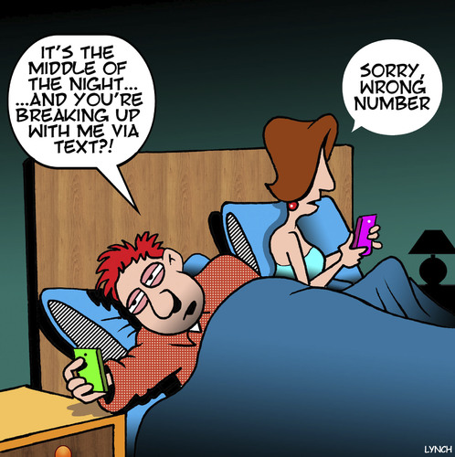 Cartoon: Infidelity (medium) by toons tagged texting,breaking,up,end,relationship,wrong,number,messaging,texting,breaking,up,end,relationship,wrong,number,messaging