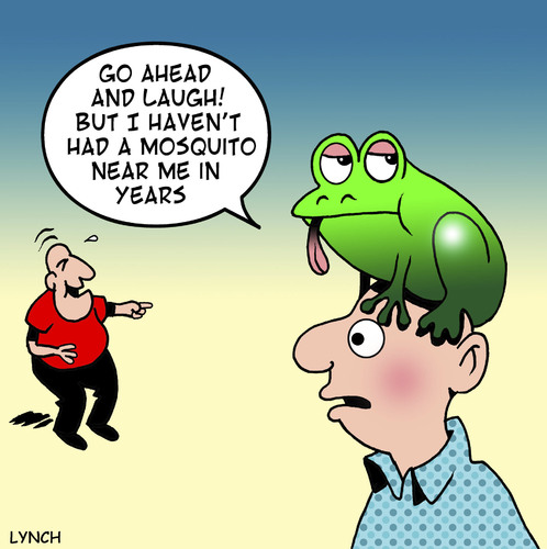 Cartoon: insect repellent (medium) by toons tagged frogs,toads,mosquito,insects,flys