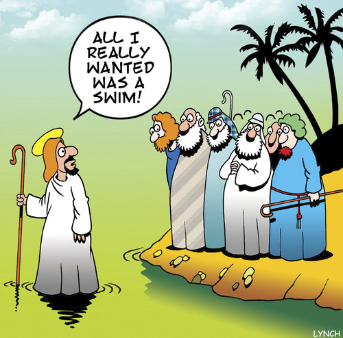 Cartoon: Jesus swimming (medium) by toons tagged walking,on,water,apostles,walking,on,water,apostles