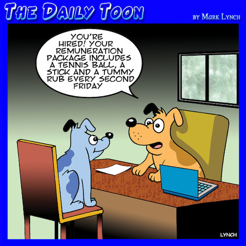 Cartoon: Job interview (medium) by toons tagged dogs,salary,package,job,perks,dogs,salary,package,job,perks