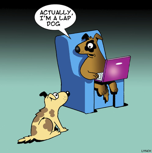 Cartoon: Lap dog (medium) by toons tagged dogs,tablets,laptop,lapdog,computers,dogs,computers,lapdog,laptop,tablets