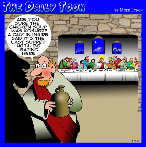 Cartoon: Last supper (medium) by toons tagged last,supper,judas,apostles,easter,kosher