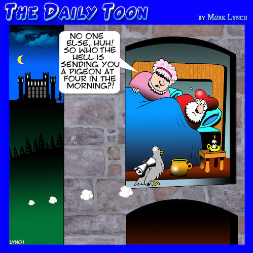 Cartoon: Late night texts (medium) by toons tagged carrier,pigeons,infidelity,jealous,wife,medieval,messaging,carrier,pigeons,infidelity,jealous,wife,medieval,messaging
