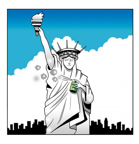 Cartoon: Liberty deoderant (medium) by toons tagged statue,of,liberty,deoderant,statues,usa,new,york,under,arm,smelly,on,the,nose,freedom,personal,hygene
