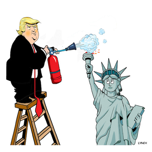 Cartoon: Liberty extinguished (medium) by toons tagged trump,statue,of,liberty,tarrifs,trump,statue,of,liberty,tarrifs