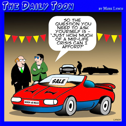 Cartoon: Mid life crisis (medium) by toons tagged sports,car,mid,life,crisis,sports,car,mid,life,crisis