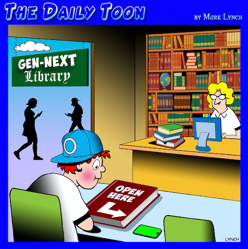 Cartoon: Modern libraries (medium) by toons tagged gen,library,reading,smartphones,gen,library,reading,smartphones