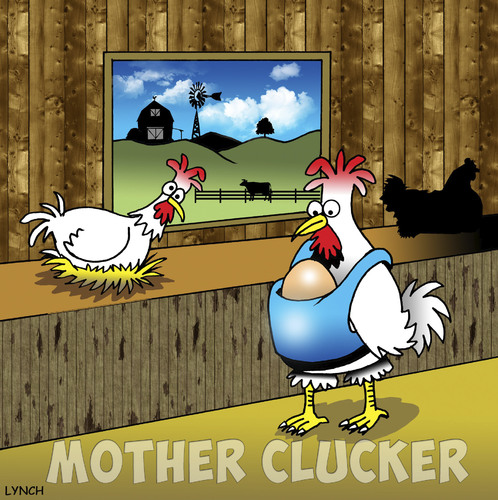 Cartoon: Mother Clucker (medium) by toons tagged chickens,mother,clucker,baby,bjorn,prams,fucker,farmyard,animals,swearing,motherhood,pregnant,chickens,mother,clucker,baby,bjorn,prams,fucker,farmyard,animals,swearing,motherhood,pregnant