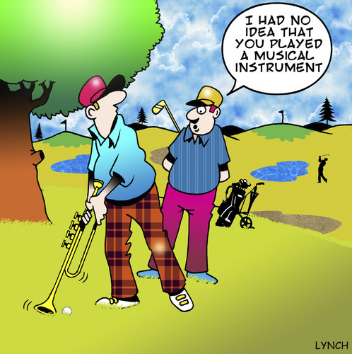 Cartoon: musical (medium) by toons tagged golf,sport,trombone,horn,musical,instrument,golf,trombone,sport,horn,musical,instrument