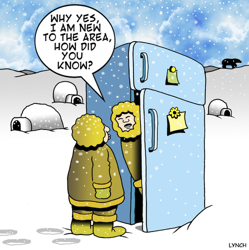 Cartoon: New to the area (medium) by toons tagged eskimo,fridge,tribes,arctic,freezing