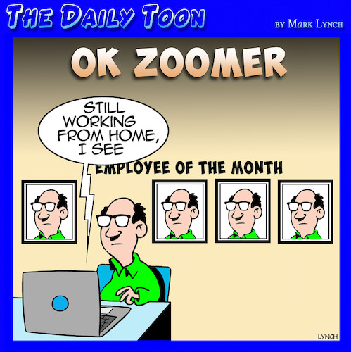 Cartoon: OK Boomer (medium) by toons tagged working,from,home,zoom,meetings,employee,of,the,week,working,from,home,zoom,meetings,employee,of,the,week