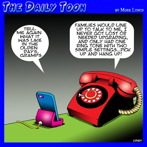 Cartoon: Old phone (medium) by toons tagged smartphones,old,phones,grandpa,olden,days,smartphones,old,phones,grandpa,olden,days