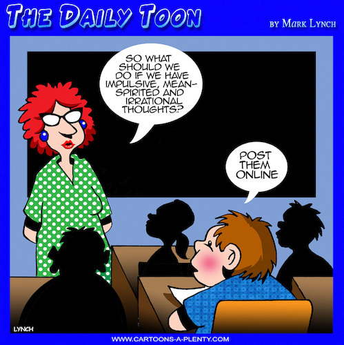 Cartoon: Online abuse (medium) by toons tagged teachers,students,online,trolls,internet,troll,insults,teachers,students,online,trolls,internet,troll,insults