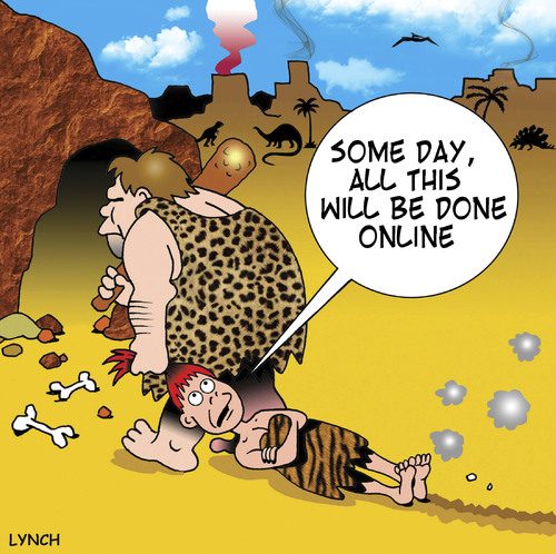 Cartoon: Online dating (medium) by toons tagged prehistoric,dating,caveman,romance,prehistoric,dating,caveman,romance